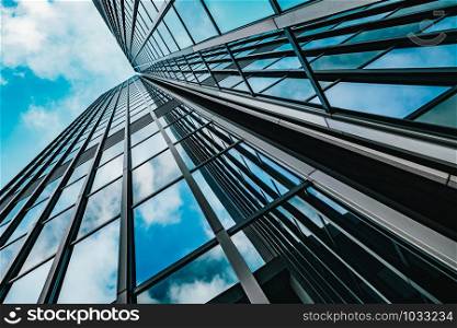 background of modern glass building skyscrapers