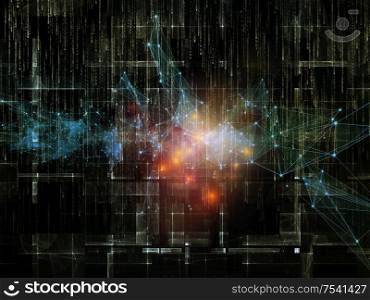 Background of numbers, network symbols, lights and fractal elements for the project on computer network, virtual reality, internet and modern technologies