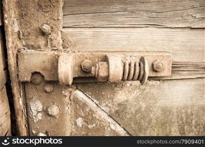 background of old lock of railroad car