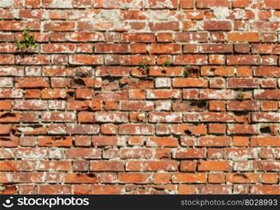 Background of old red brick wall surface