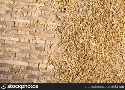 Background of paddy drying of the farmer in Thailand.