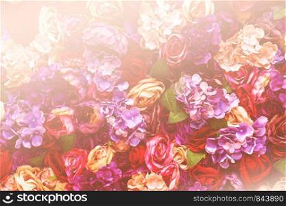 Background of pink orange and peach roses, romantic dreamy design for valentine concept misty. Background of pink orange and peach roses, romantic dreamy design for valentine concept
