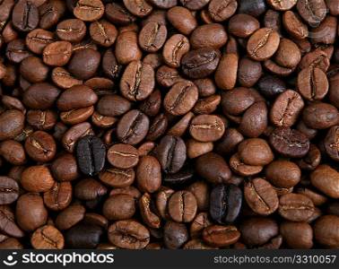 Background of roasted coffee beans.