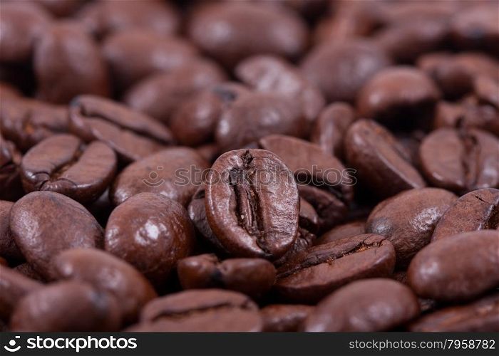 Background of roasted coffee closeup