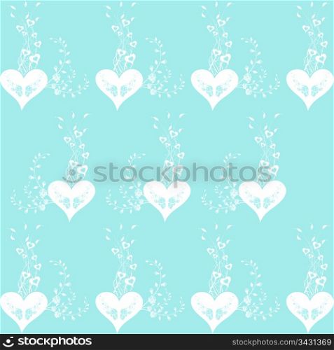 Background of seamless floral and heart pattern