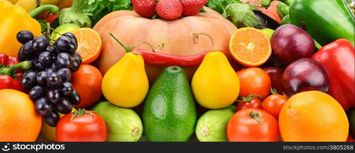 Background of set fruits and vegetables