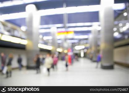Background of subway station out of focus