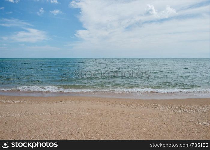 Background of the beach with sea wave and clouds sky