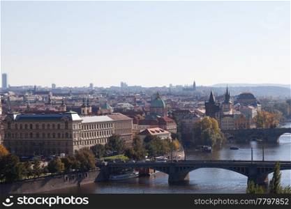 background of the bridges of Prague