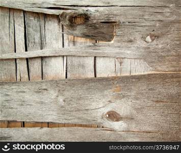 Background of the old plywood with knots and cracks