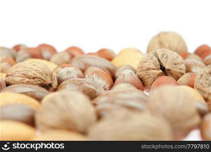 background of various kinds of nuts