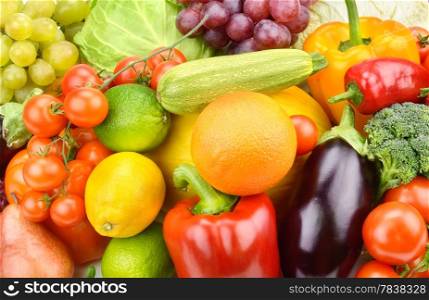 Background of vegetables and fruit set