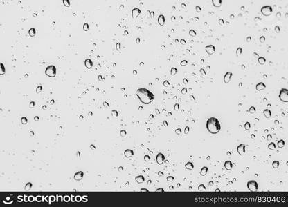 Background of water drops on glass. Rain drops on clear window