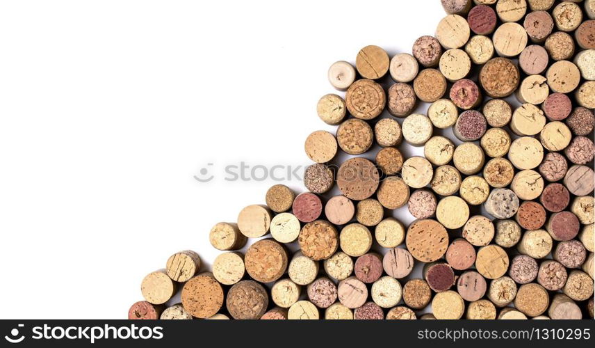 background of wine corks isolated on white