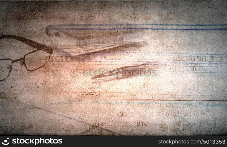 Background old styled image with business concept. Vintage business background