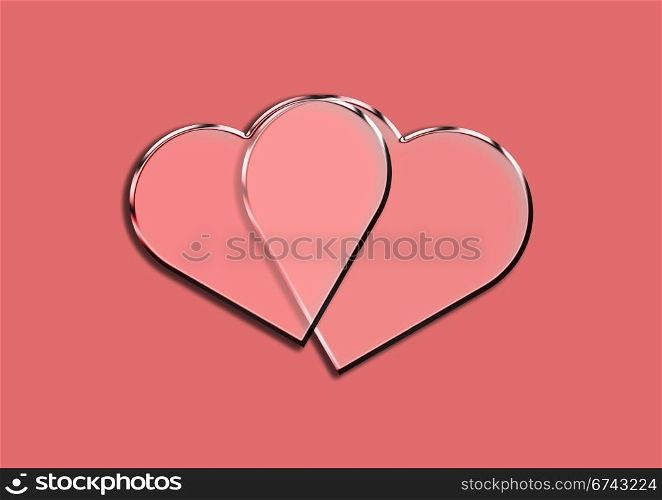 Background on Valentines day with two hearts