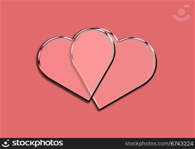Background on Valentines day with two hearts