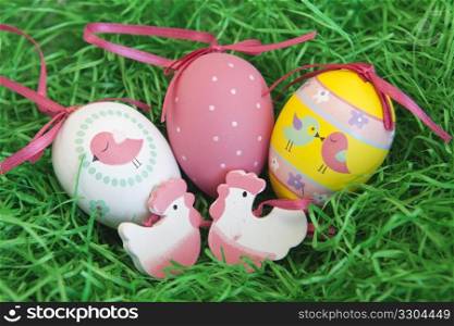 Background photo of nice decorated eggs for easter time