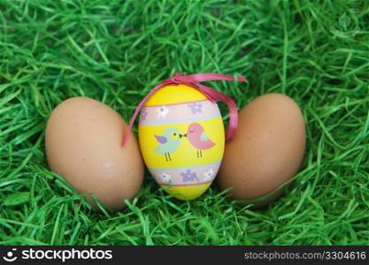Background photo of nice decorated eggs for easter time