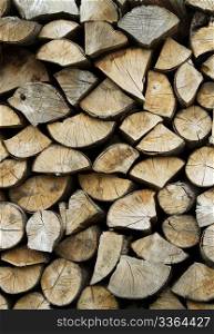 background pile of fire wood. background or texture of a pile of fire wood