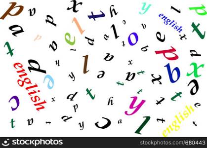 Background randomly placed letters of the alphabet. Background randomly placed letters of alphabet