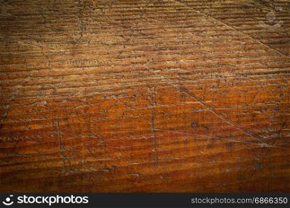 background texture of grained, scratched, grunge wood board