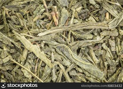 background texture of loose leaf sencha green tea