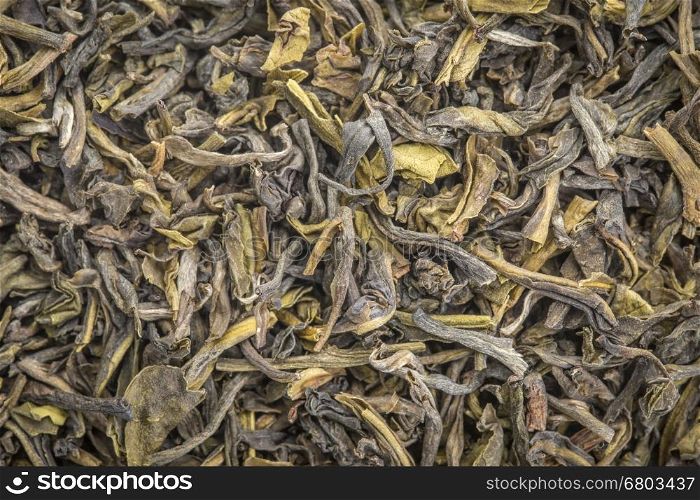 background texture of loose leaf young hyson (Lucky Dragon) green tea
