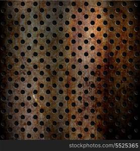 Background with a rusty perforated metal design