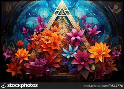 Background with colorful abstract flowers