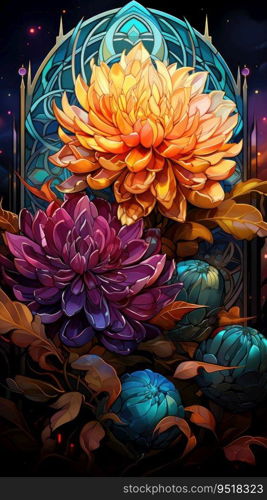 Background with colorful abstract flowers