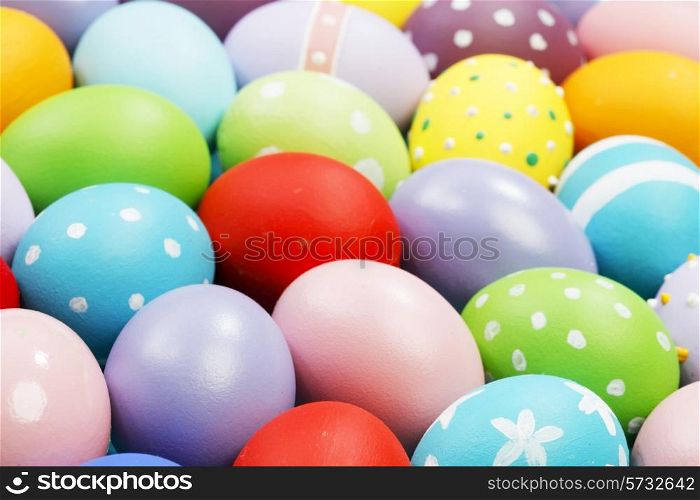 Background with colorful painted Easter eggs