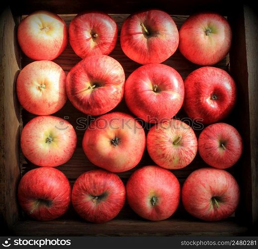 Background with fresh red apples . Top view .. Background with fresh red apples . Top view