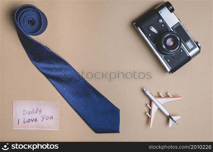background with necktie plane camera father s day