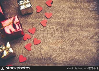 background with red hearts, place for text, Valentine’s Day