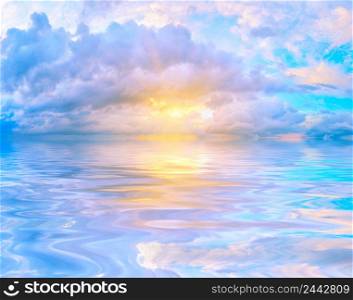Background with sky over the water. Panorama. Background with sky over the water