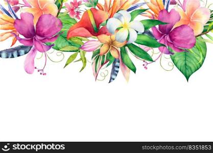 Background with watercolor flowers,floral illustration. Botanic composition for wedding or greeting card.For Mother's Day, wedding, birthday, Easter, Valentine's Day.