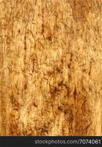 Backgrounds and textures: surface of aged wooden board with dings, dents and stains. Textured wooden board