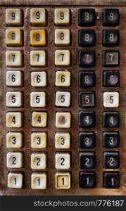Backgrounds and textures: very old obsolete numeric keyboard. Very old numeric keyboard
