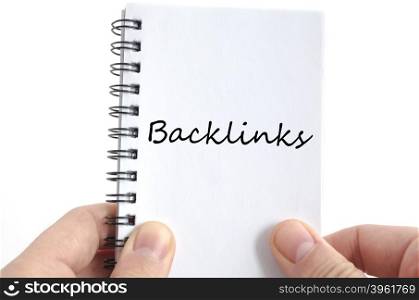 Backlinks text concept isolated over white background