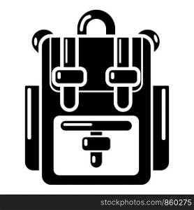 Backpack adventure icon. Simple illustration of backpack adventure vector icon for web. Backpack adventure icon, simple black style