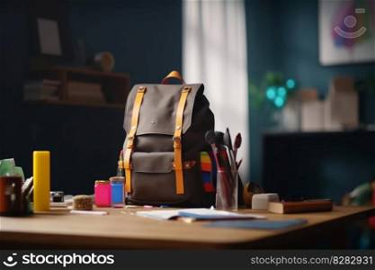 Backpack back to school. Student study. Generate Ai. Backpack back to school. Generate Ai