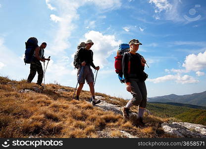 backpacker in mountains