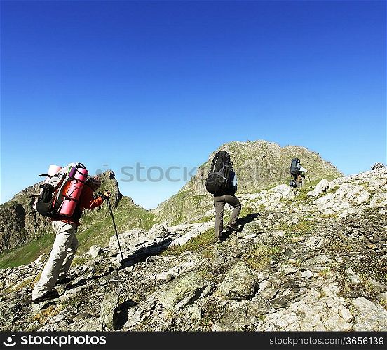 Backpackers in mountain