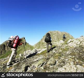 Backpackers in mountain