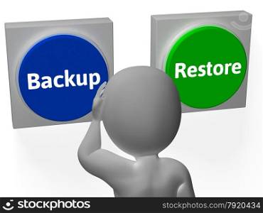 Backup Restore Buttons Showing Data Archive Or Recovery