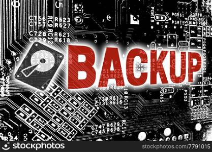Backup with circuit board concept background.. Backup with circuit board concept background