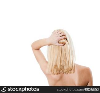 backview blonde isolated