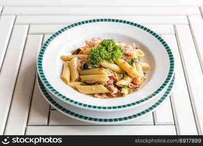 Bacon Aglio olio pasta with garlic and chilli