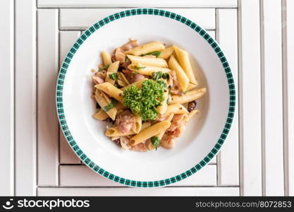 Bacon Aglio olio pasta with garlic and chilli